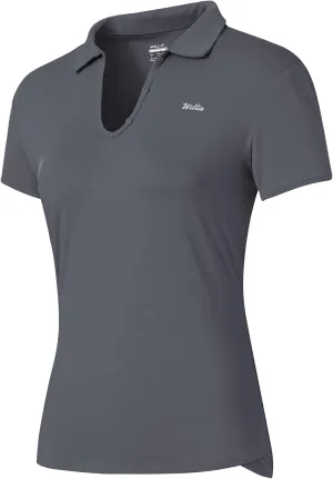 Willit Women's Tennis Shirts Quick Dry Golf Polo Shirts Short Sleeve Active Workout Shirts UPF 50  Running Tops