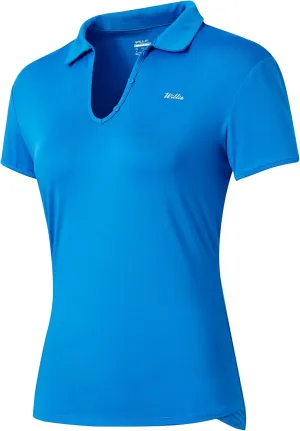 Willit Women's Tennis Shirts Quick Dry Golf Polo Shirts Short Sleeve Active Workout Shirts UPF 50  Running Tops