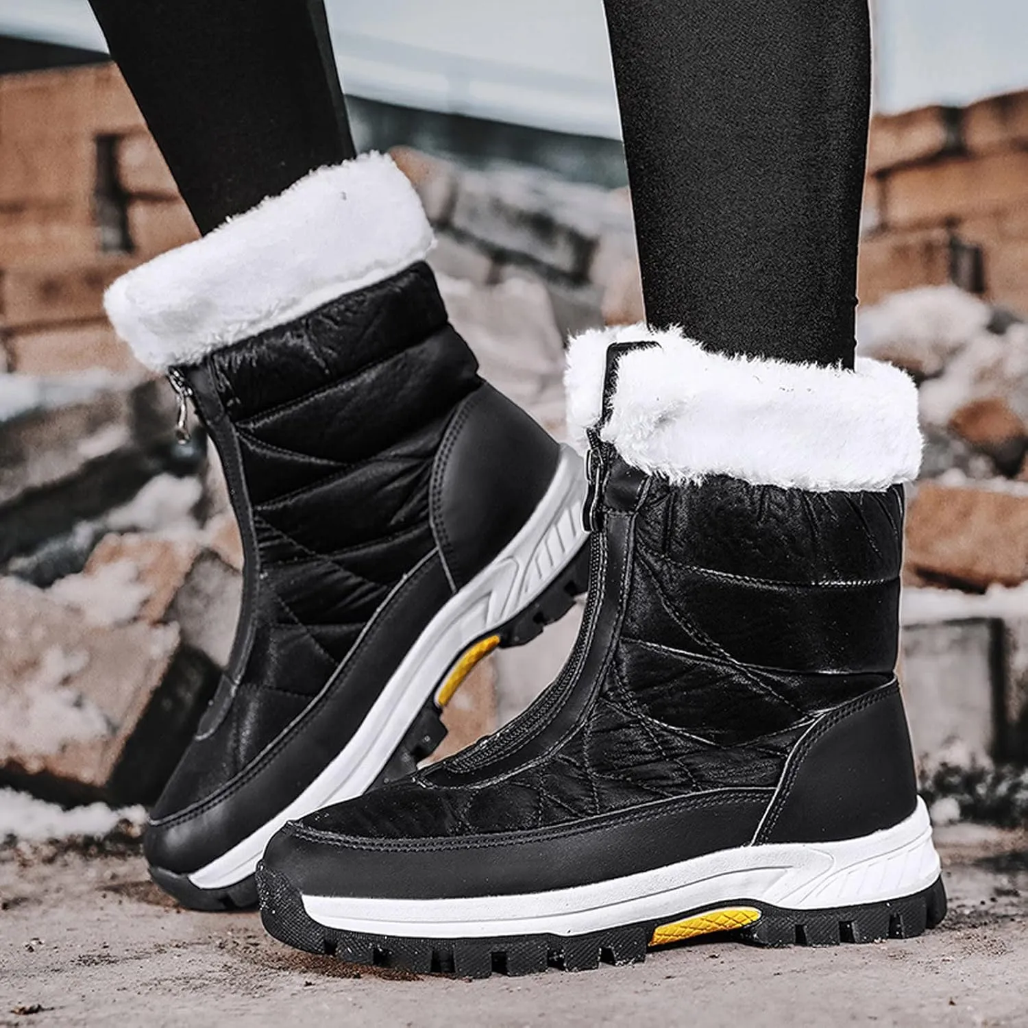 Winter Boots for Women Waterproof Snow Wide Calf Snow Boots for Women Cute Ankle Women's Leather Winter Ankle Boots Mid Calf Snow Boots for Women Botas De Invierno Para Mujer Blancas