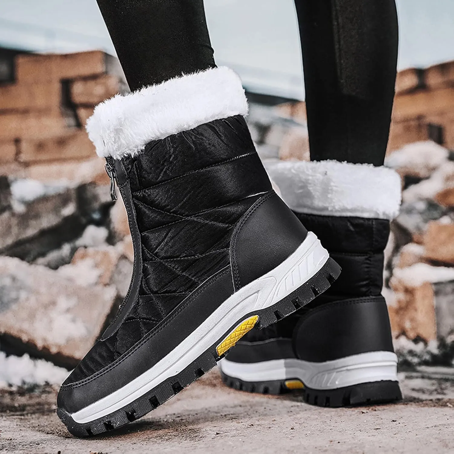 Winter Boots for Women Waterproof Snow Wide Calf Snow Boots for Women Cute Ankle Women's Leather Winter Ankle Boots Mid Calf Snow Boots for Women Botas De Invierno Para Mujer Blancas