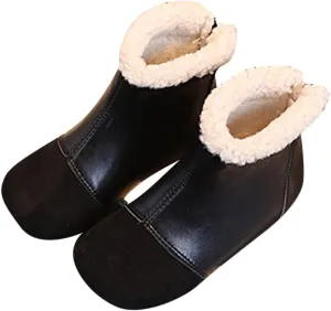 Winter Children Boots Boys And Girls Ankle Boots Flat Bottom Flat Heel Round Little Girls Insulated Rubber