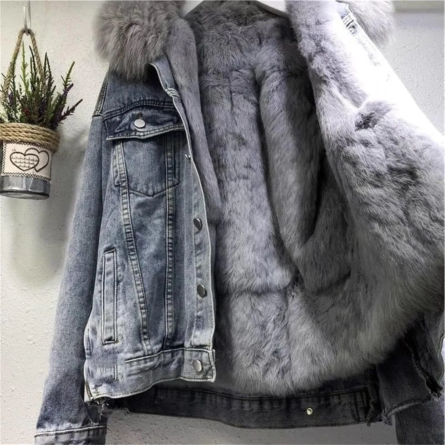 Winter Coats for Women Thickened Jean Jackets Warm Wool Outwear Parka Shacket Sherpa Fleece Lined Denim Jacket Pockets