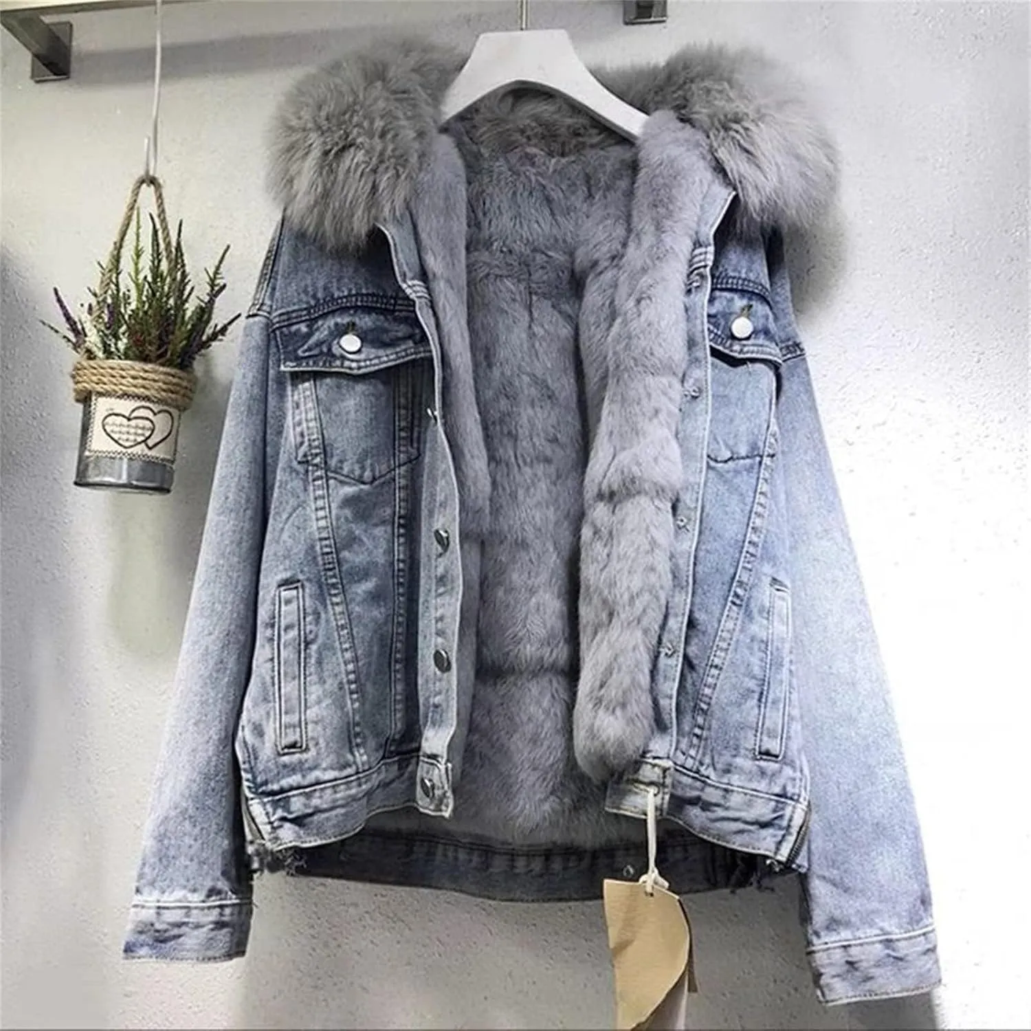 Winter Coats for Women Thickened Jean Jackets Warm Wool Outwear Parka Shacket Sherpa Fleece Lined Denim Jacket Pockets