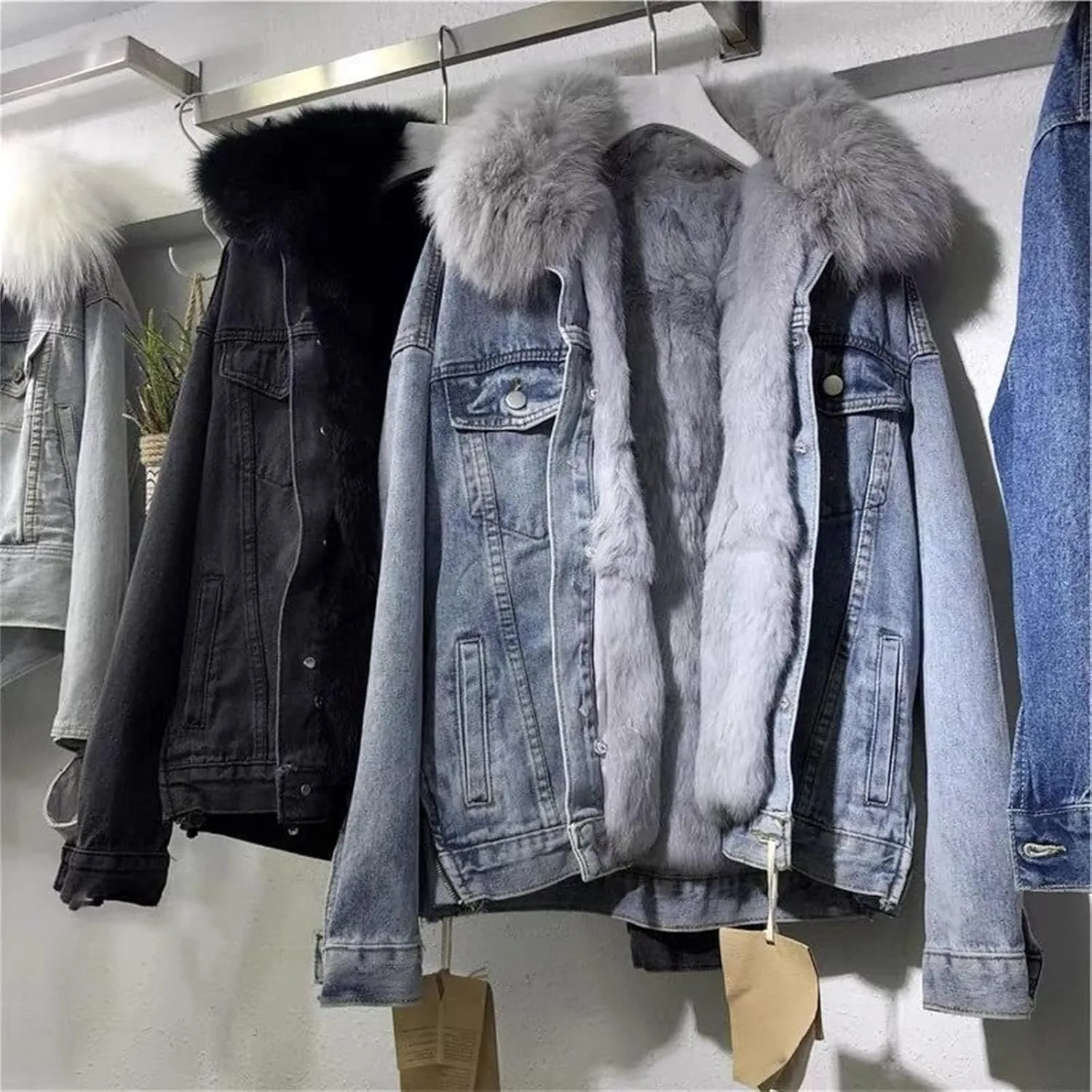 Winter Coats for Women Thickened Jean Jackets Warm Wool Outwear Parka Shacket Sherpa Fleece Lined Denim Jacket Pockets