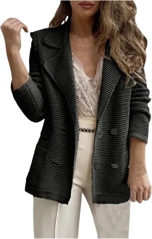 Winter Jackets for Women Long Sleeve Turndown Collar Blazer Casual Comfy Button up Corduroy Coats Outerwear