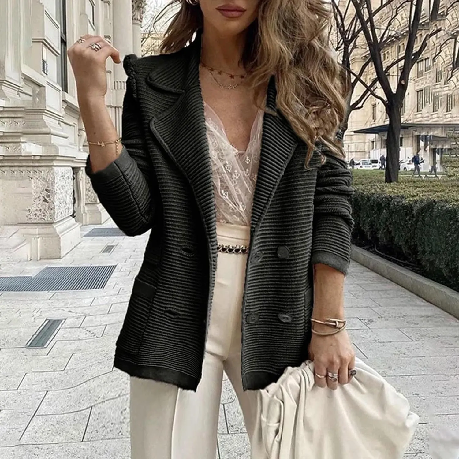 Winter Jackets for Women Long Sleeve Turndown Collar Blazer Casual Comfy Button up Corduroy Coats Outerwear