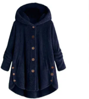 Winter Jackets for Women Warm Button Down Open Front Hooded Cardigan Jacket Sherpa Lined Fuzzy Fleece Casual Coats