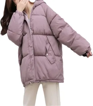 Women Oversize Short Parka Coat Warm Thick Cotton Coat Loose Hooded Padded Winter Jacket
