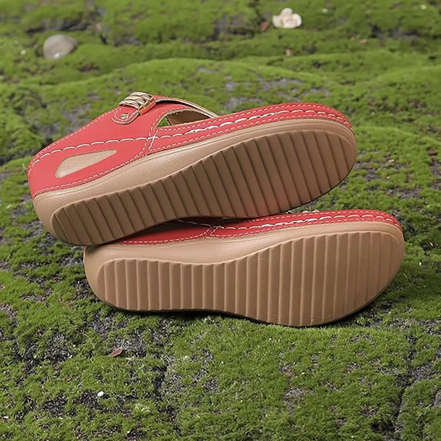 Women Platform Wedges Thick-Soled Slipper,Breathable Mesh Hollow Sports Sandals,with Arch Support Wedge Orthopedic Slippers,Indoor/Outdoor House Shoes for Women