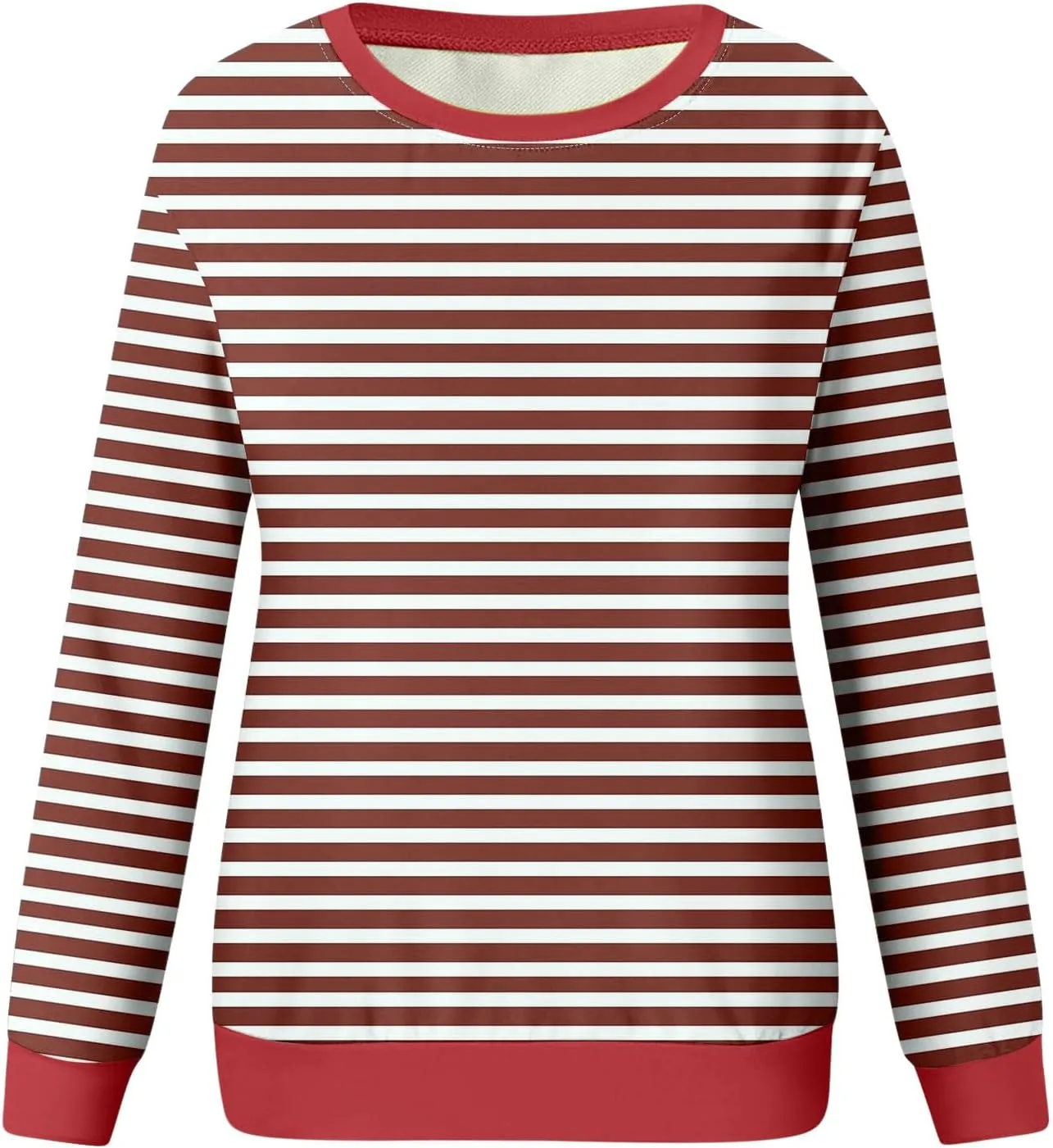 Women Striped Crewneck Sweatshirts Trendy 2024 Pullover Tops Long Sleeve Preppy Shirts Fall Fashion Clothing