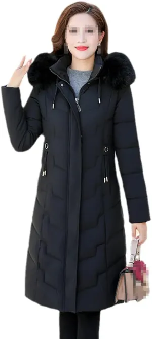 Women Winter Jacket Fur Collar Cotton Padded Jackets Ladies Thicken Warm Long Coat Hooded Parka Women Down Jackets