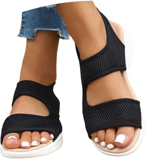 Womens 2025 Mesh Wedges Sandals Orthopedic Wedge Sandals Open Toe Wedge Platform Buckle Ankle Strap Casual Beach Shoes