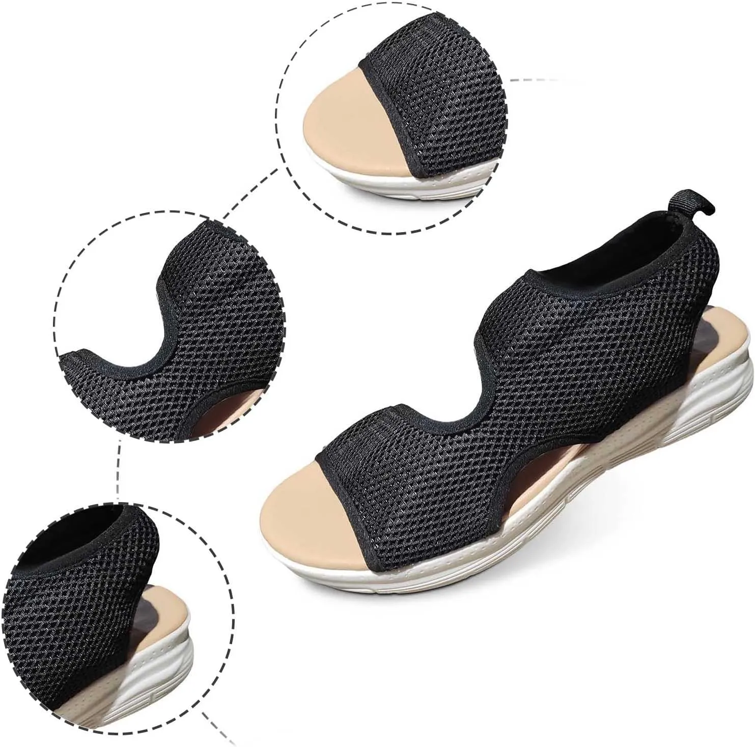 Womens 2025 Mesh Wedges Sandals Orthopedic Wedge Sandals Open Toe Wedge Platform Buckle Ankle Strap Casual Beach Shoes