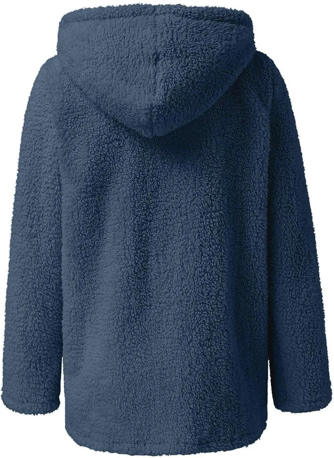 Womens Casual Plush Warm Winter Jacket Fuzzy Fleece Hooded Trench Fashion Hoodie Long Sleeve Zip Up Open Front Cardigan