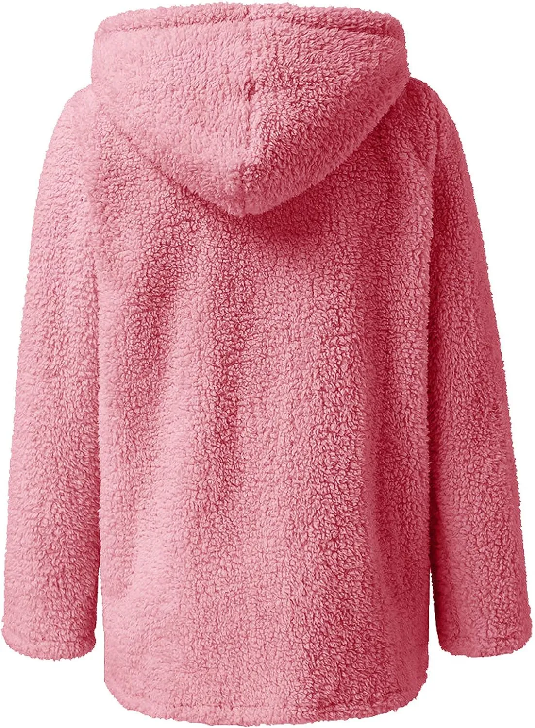 Womens Casual Plush Warm Winter Jacket Fuzzy Fleece Hooded Trench Fashion Hoodie Long Sleeve Zip Up Open Front Cardigan