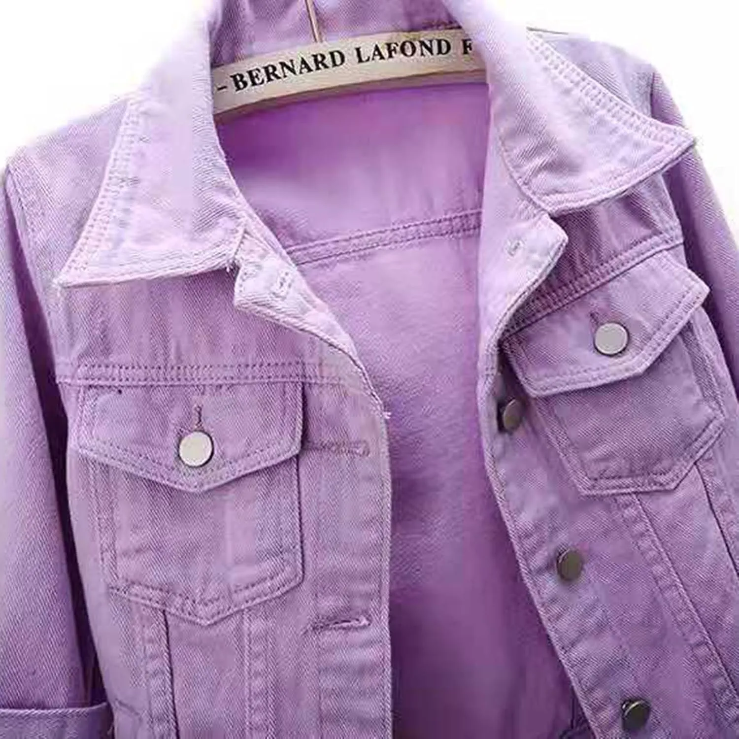 Womens Cropped Denim Jacket 3/4 Sleeve Short Jean Jacket for Women Trendy Button Down Lightweight Denim Jackets