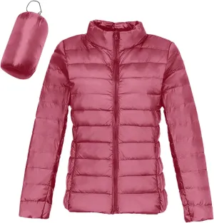 Womens Down Jacket Lightweight Windproof Slim Fit Cropped Bomber Jackets Winter Trendy Thermal Puffer Quilted Coats