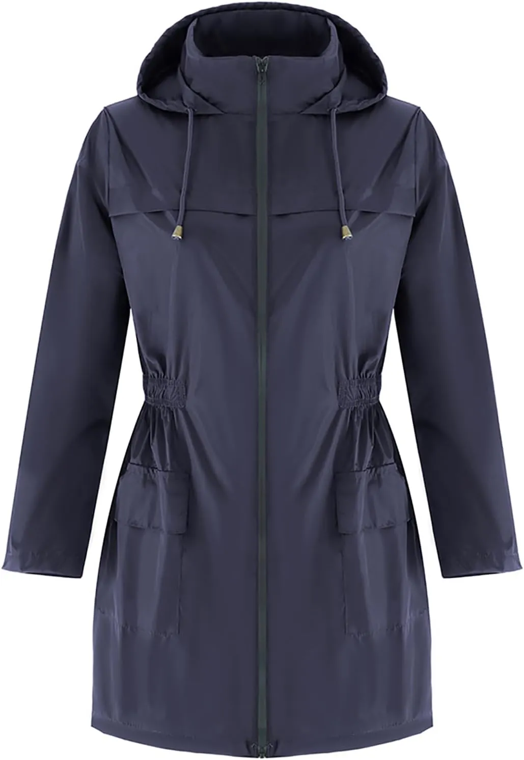 Women's Hooded Lightweight Raincoat Windbreaker Rainproof Outdoor Jackets Waist Up Coats Stormtrooper