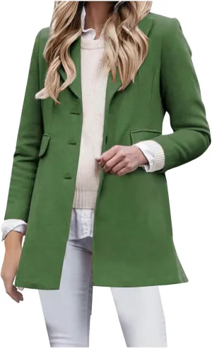 Womens Jackets Fall Turndown Collar Button Hoodless Coats Casual Long Sleeve Cardigan Tops Outerwear