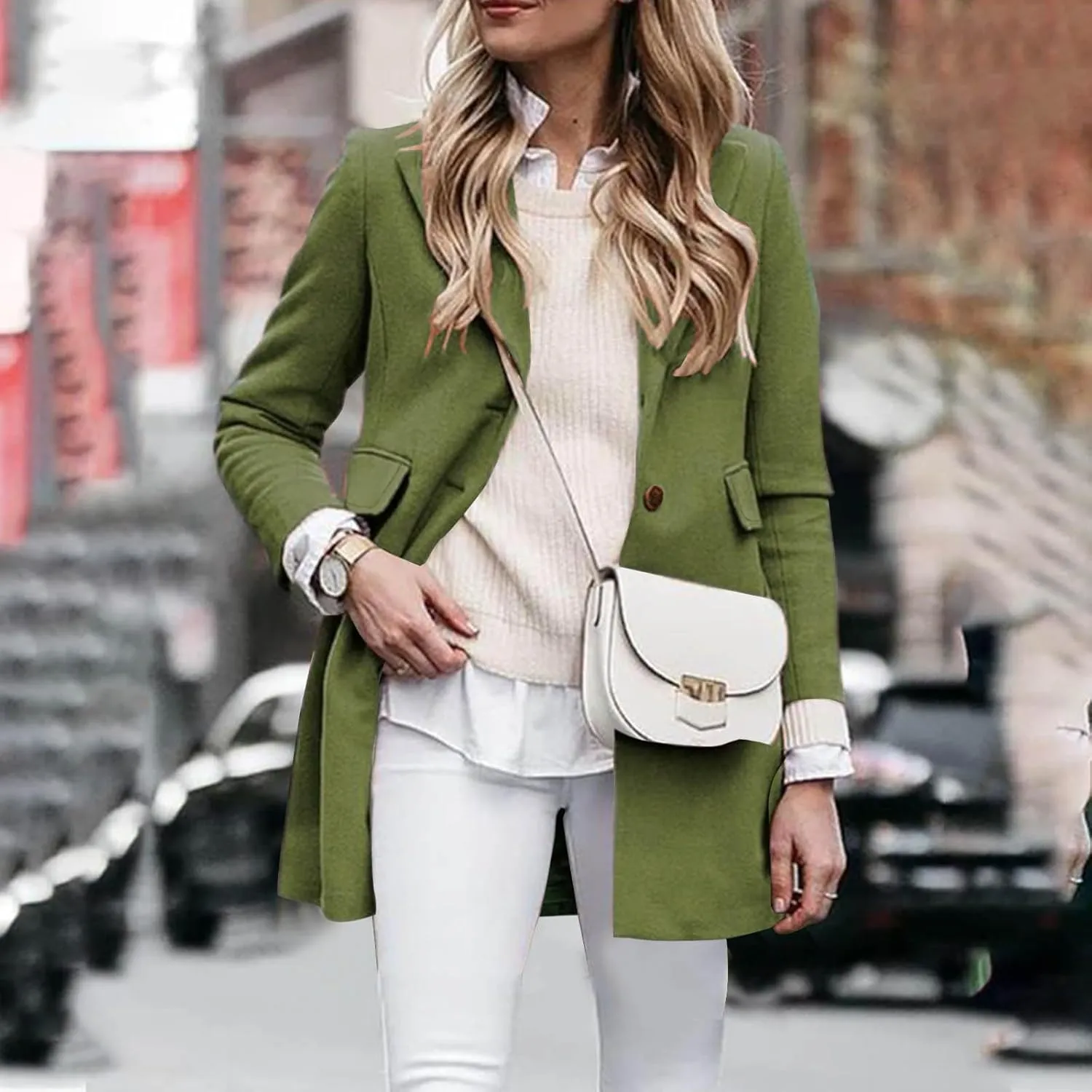 Womens Jackets Fall Turndown Collar Button Hoodless Coats Casual Long Sleeve Cardigan Tops Outerwear