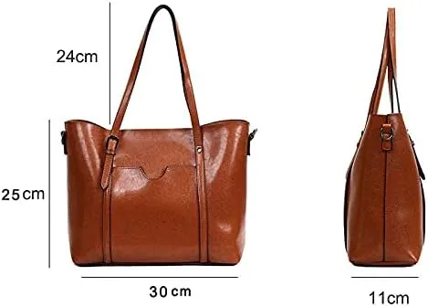 Womens Leather Purses and Handbags Top Handle Satchel Bags Tote Bags Tote Purses for Women (Brown)