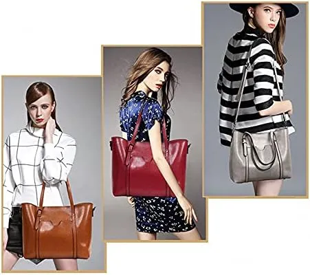 Womens Leather Purses and Handbags Top Handle Satchel Bags Tote Bags Tote Purses for Women (Brown)