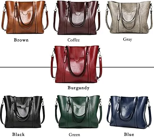 Womens Leather Purses and Handbags Top Handle Satchel Bags Tote Bags Tote Purses for Women (Brown)