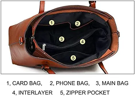 Womens Leather Purses and Handbags Top Handle Satchel Bags Tote Bags Tote Purses for Women (Brown)