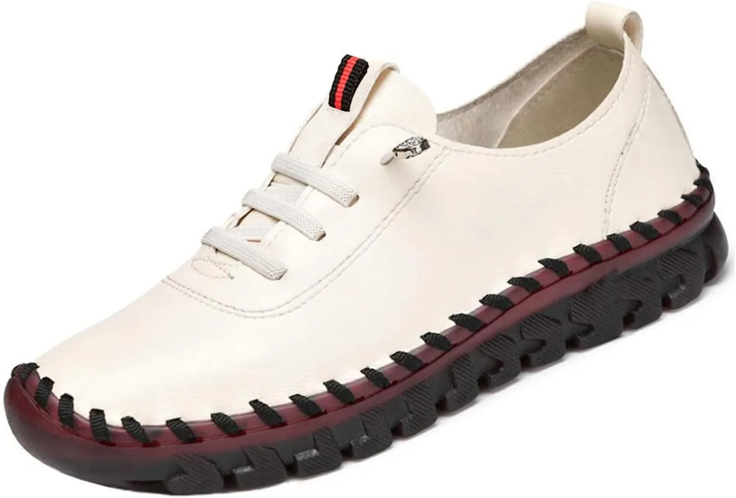 Women's Leather Soft Bottom Flat Shoes Handmade Women Loafers Casual Slip On Orthopedic Sneakers Walking Flats Beef Tendon Leisure Set of Feet Breathable Round Head Non-Slip Mom Loafers