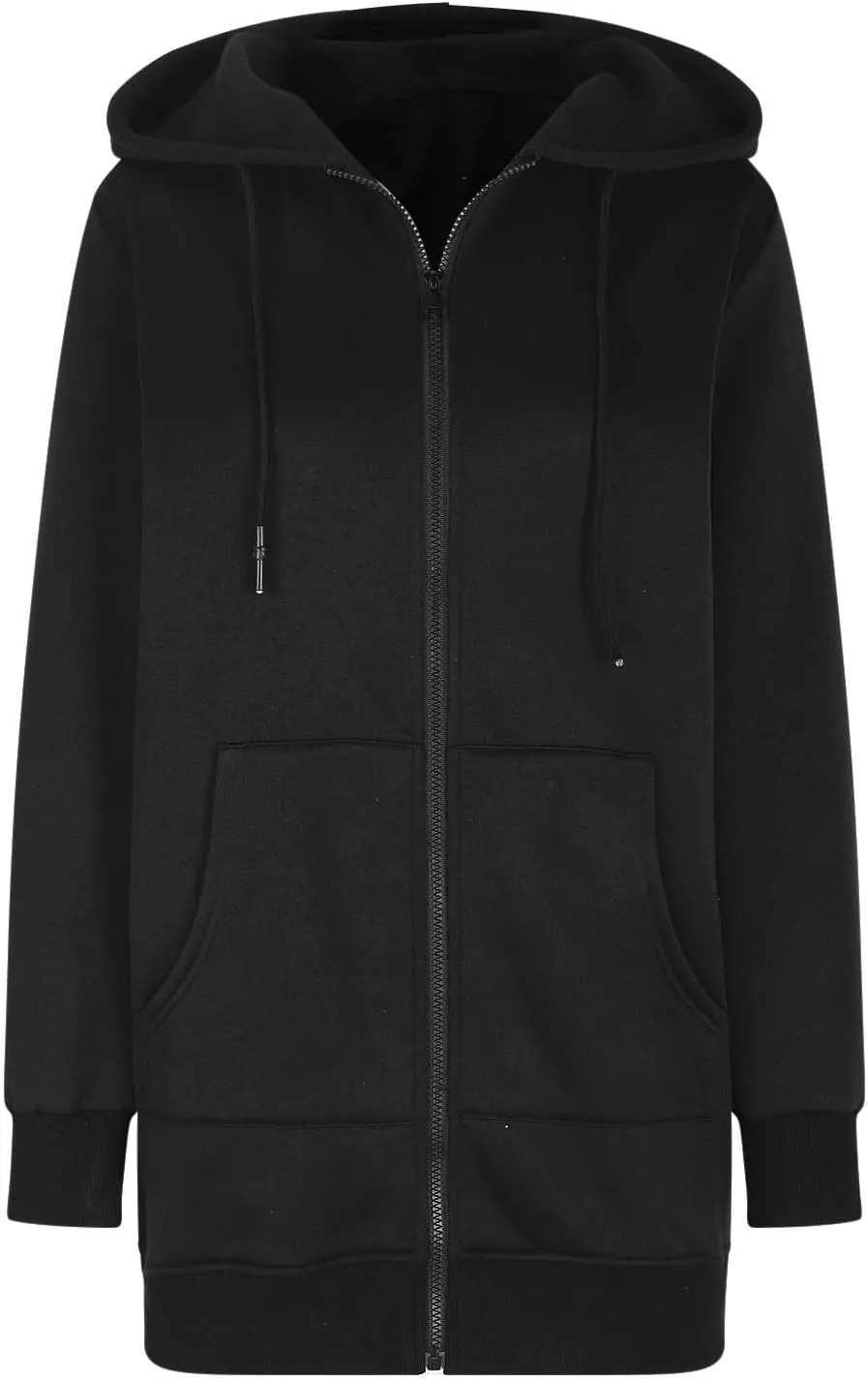 Womens Long Fleece Zip Up Jacket 2024 Fall Casual,Oversized Hoodie Sleeve Sweatshirt with Pockets Winter Coats