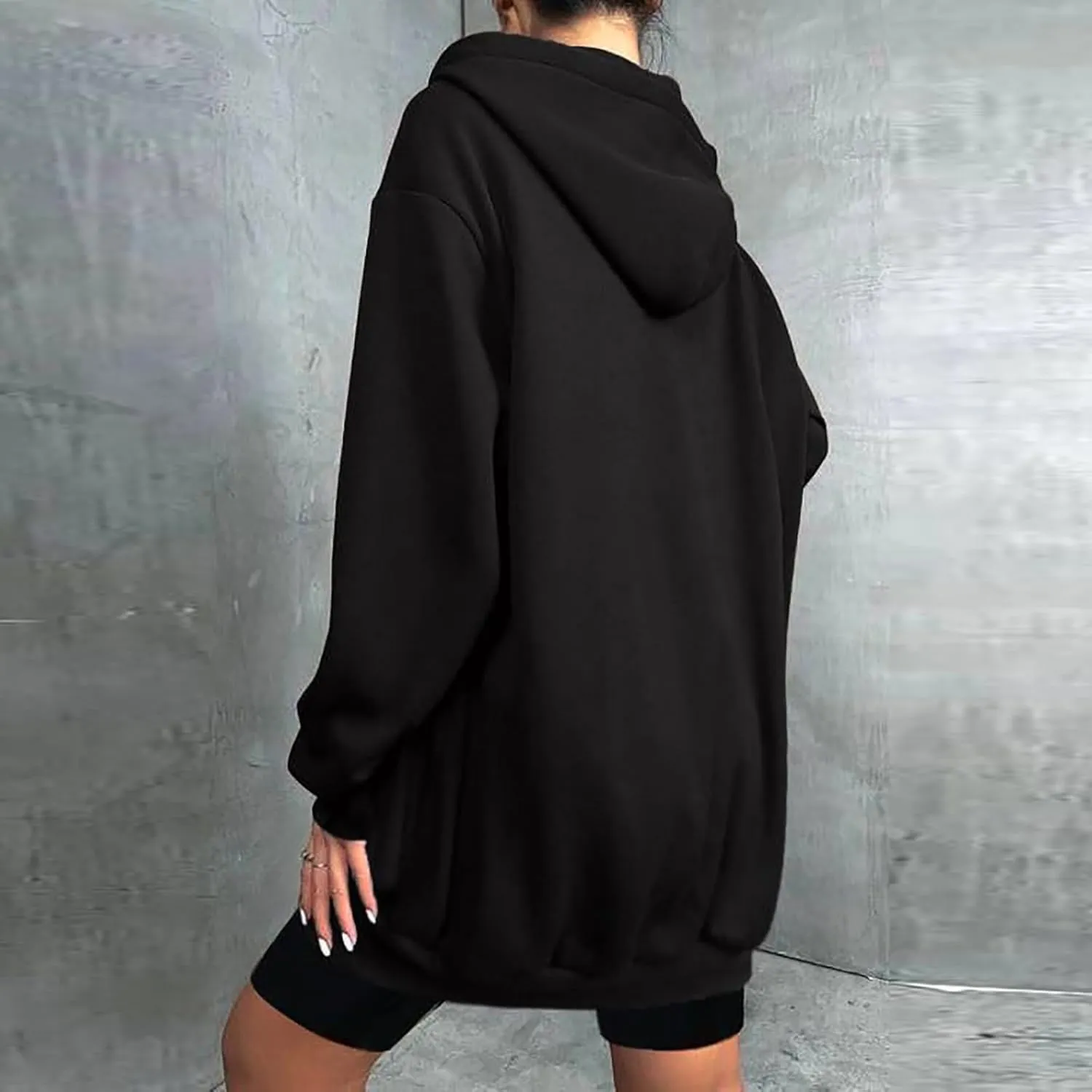 Womens Long Fleece Zip Up Jacket 2024 Fall Casual,Oversized Hoodie Sleeve Sweatshirt with Pockets Winter Coats