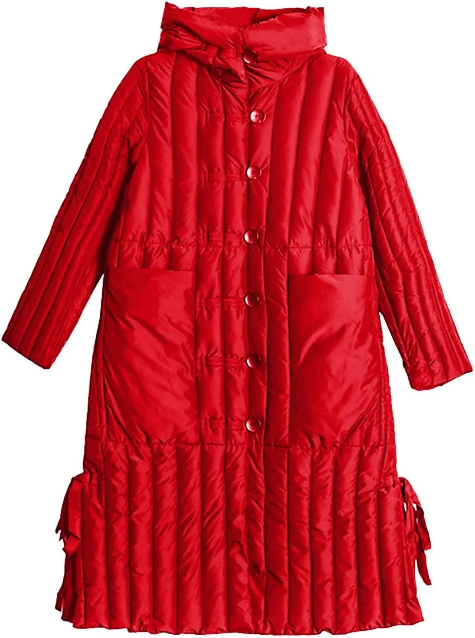 Womens Long Hooded Puffer Jackets Plus Size Lightweight Quilted Jackets Thicken Down Coats Warm Outerwear with Pockets