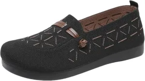 Women's Mesh Casual Shoes Breathable Flying Woven Orthopedic Sneaker Knit Slip On Walking Shoes Wide Width Dressy Flats