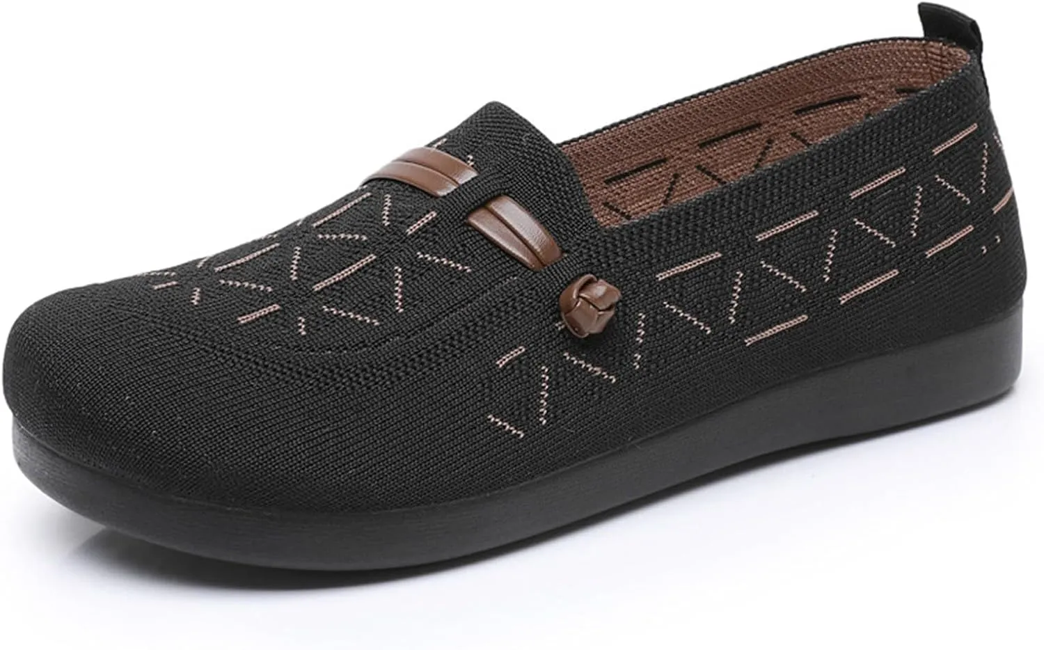 Women's Mesh Casual Shoes Breathable Flying Woven Orthopedic Sneaker Knit Slip On Walking Shoes Wide Width Dressy Flats