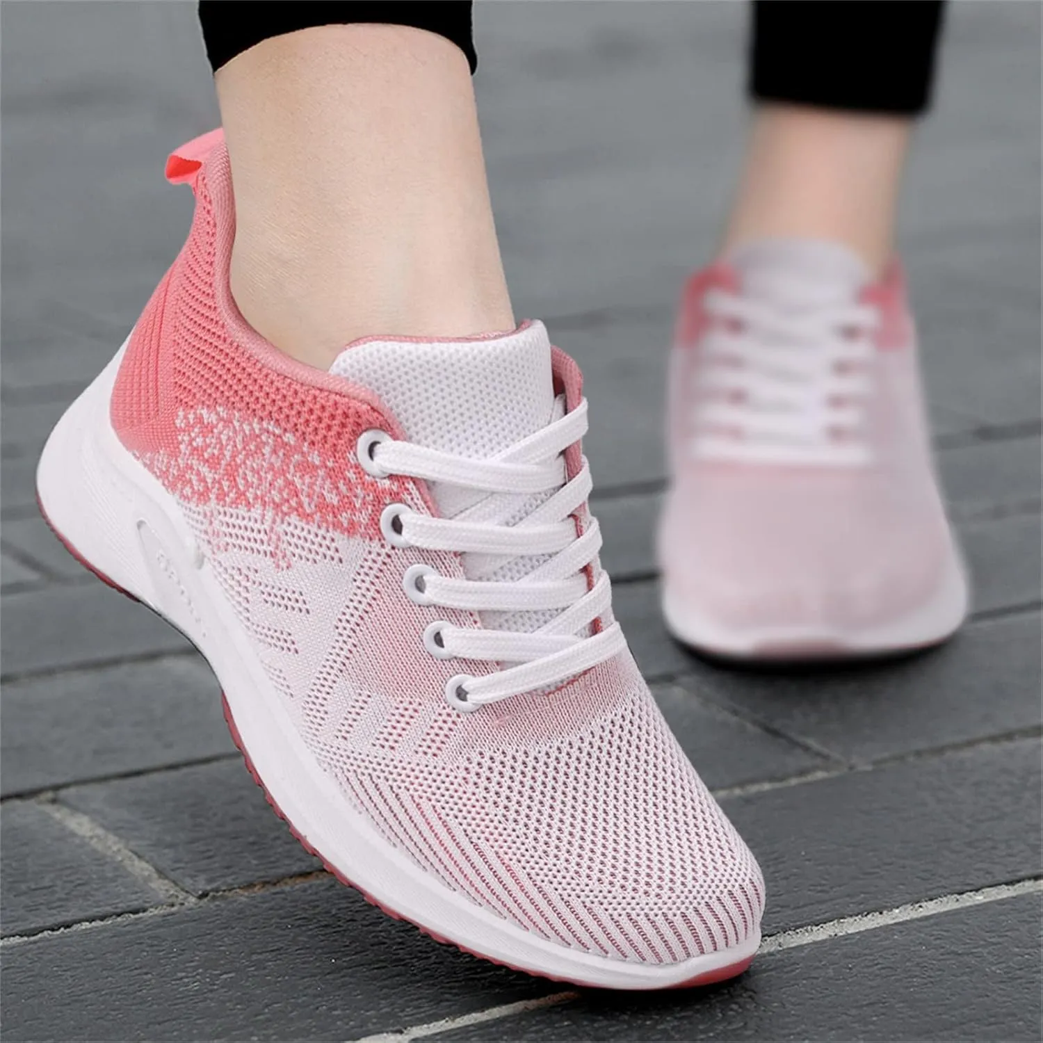 Women's Mesh Sneakers Lace Up Lightweight Casual Sneakers Comfortable Non-Slip Breathable Walking Shoes Orthopedic Shoes with Arch Support