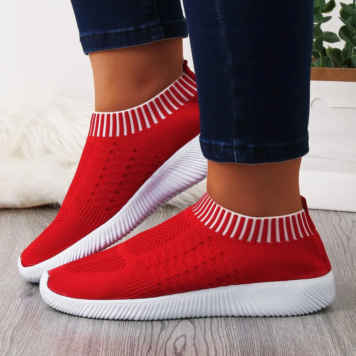 Womens Orthopedic Slip On Casual Shoes Walking Sneakers with Arch Support Comfortable Loafers Plantar Fasciitis Relief Foot Pain Diabetic Feet