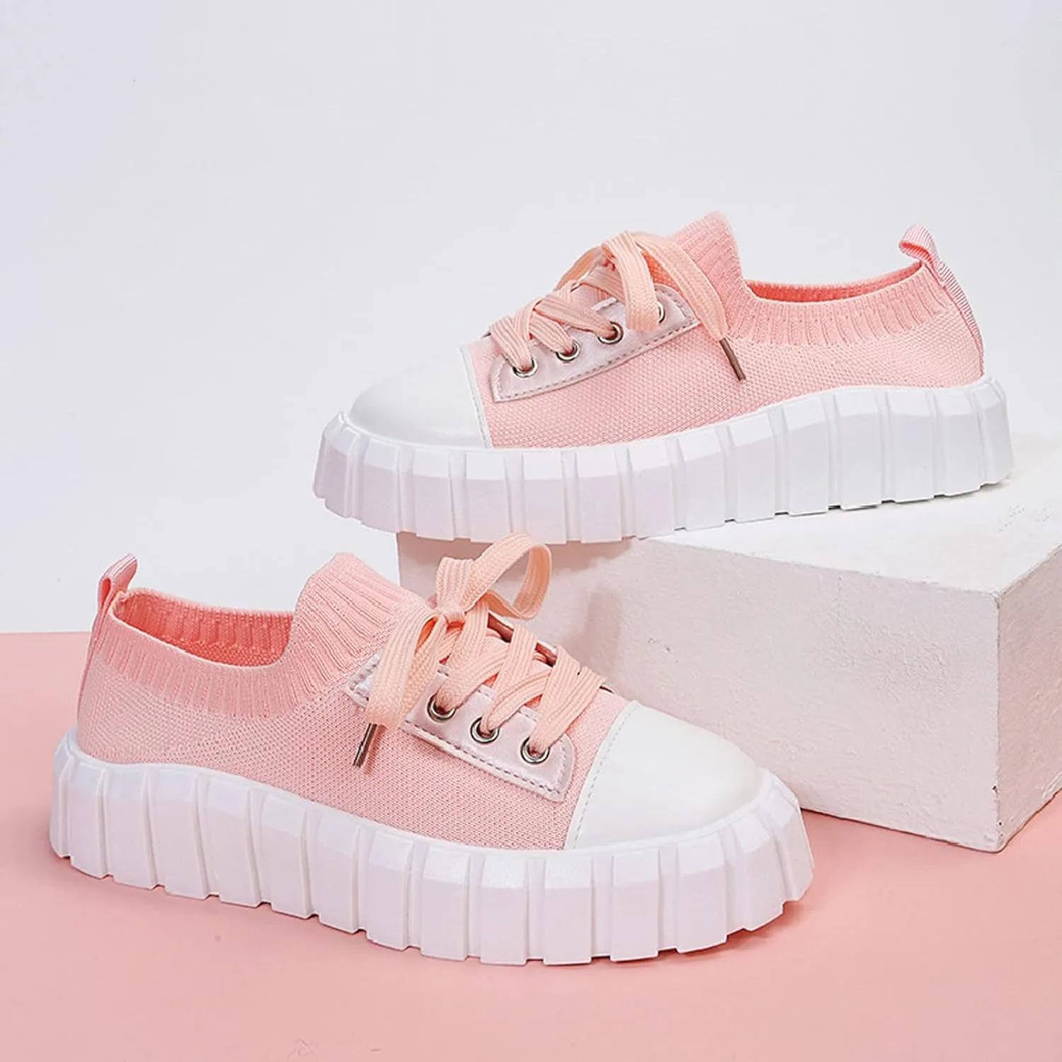 Womens Platform Sneakers White Tennis Shoes Casual Low Top Fashion Sneaker Hiking Workout Sports Gym Footwear