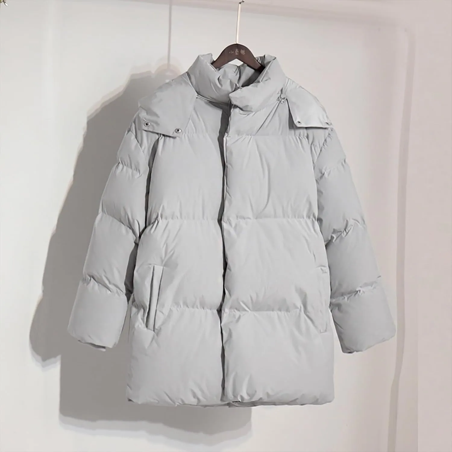 Womens Quilted Puffer Coat Hoodie Winter Oversized Mid-Length Padded Down Jacket Warm Heavyweight Bubble Outerwear