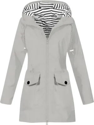 Womens Rain Jacket Waterproof with Hood, Rain Coats for Women Outdoor Lightweight Jackets Fall Athletic Windbreaker