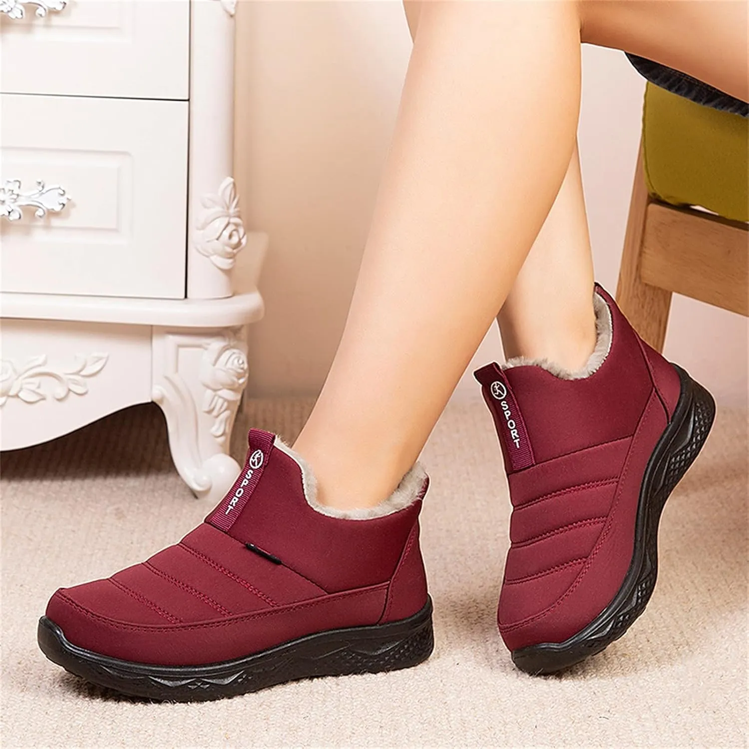 Women's Snow Boots Waterproof Lightweight Snow Boots Waterproof Women Winter Brown Fur Boots for Women Waterproof Women Work Boots Waterproof Slip Resistant Winter Boot for Women Working