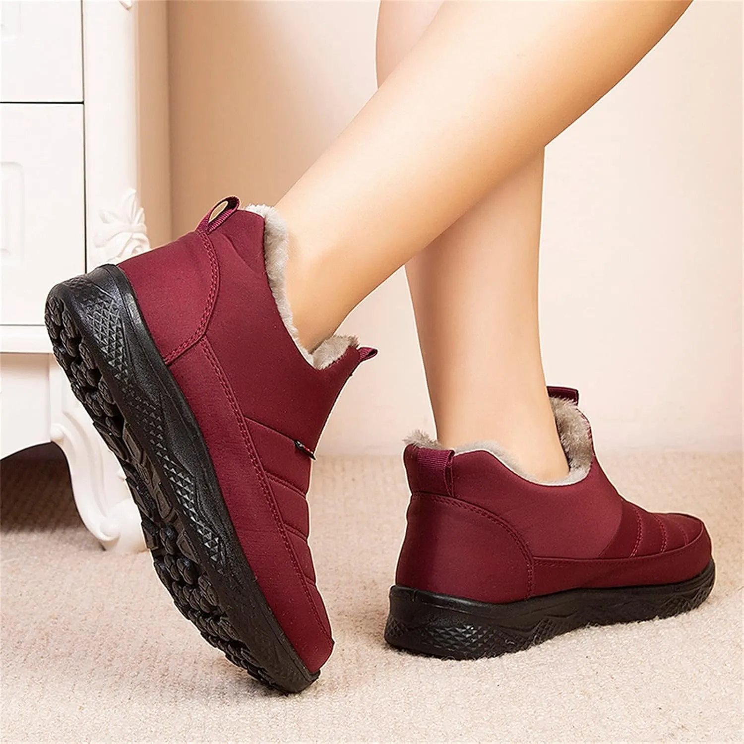 Women's Snow Boots Waterproof Lightweight Snow Boots Waterproof Women Winter Brown Fur Boots for Women Waterproof Women Work Boots Waterproof Slip Resistant Winter Boot for Women Working