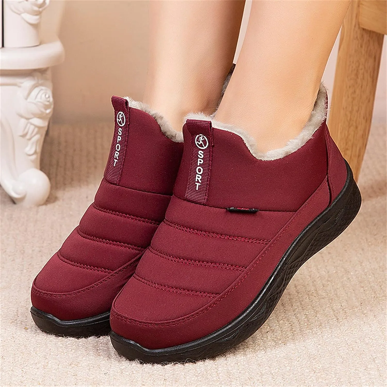 Women's Snow Boots Waterproof Lightweight Snow Boots Waterproof Women Winter Brown Fur Boots for Women Waterproof Women Work Boots Waterproof Slip Resistant Winter Boot for Women Working