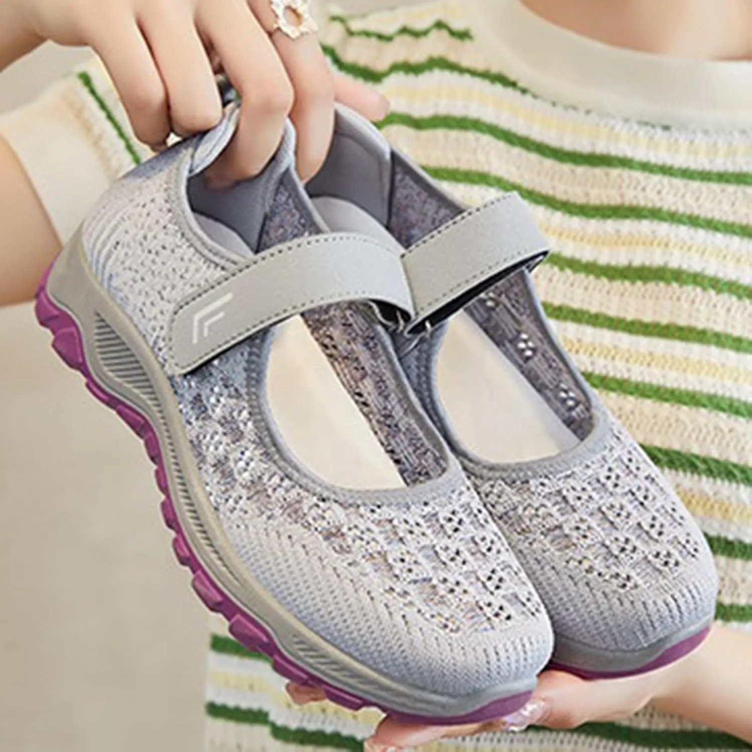 Women's Spring and Autumn Mesh Cloth Shoes for Walking Soft Sole Breathable Orthopedic Flying Shoes Men Boots Casual