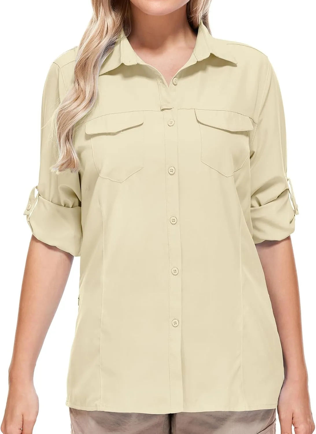 Women's Sun Protection Fishing Shirts Long Sleeve Travel Work Shirts for Men UPF50  Safari Shirts with Zipper Pockets