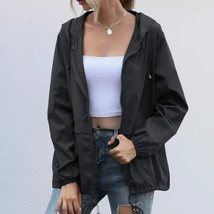 Women's Waterproof Raincoat Lightweight Rain Jacket Hooded Adjustable Windbreaker Rain Coats with Pocket for Outdoor