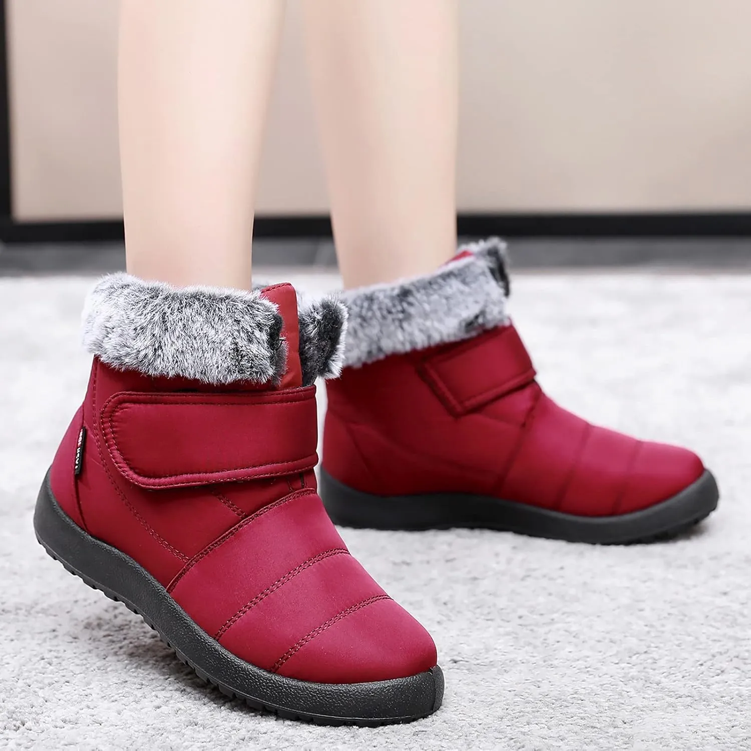 Women's Waterproof Snow Boots Wide Width Women's Waterproof Boots Ankle Winter Boots for Women Waterproof Wide Feet Women's Insulated Winter Boots Size 7.5 Winter Boot for Women Fur