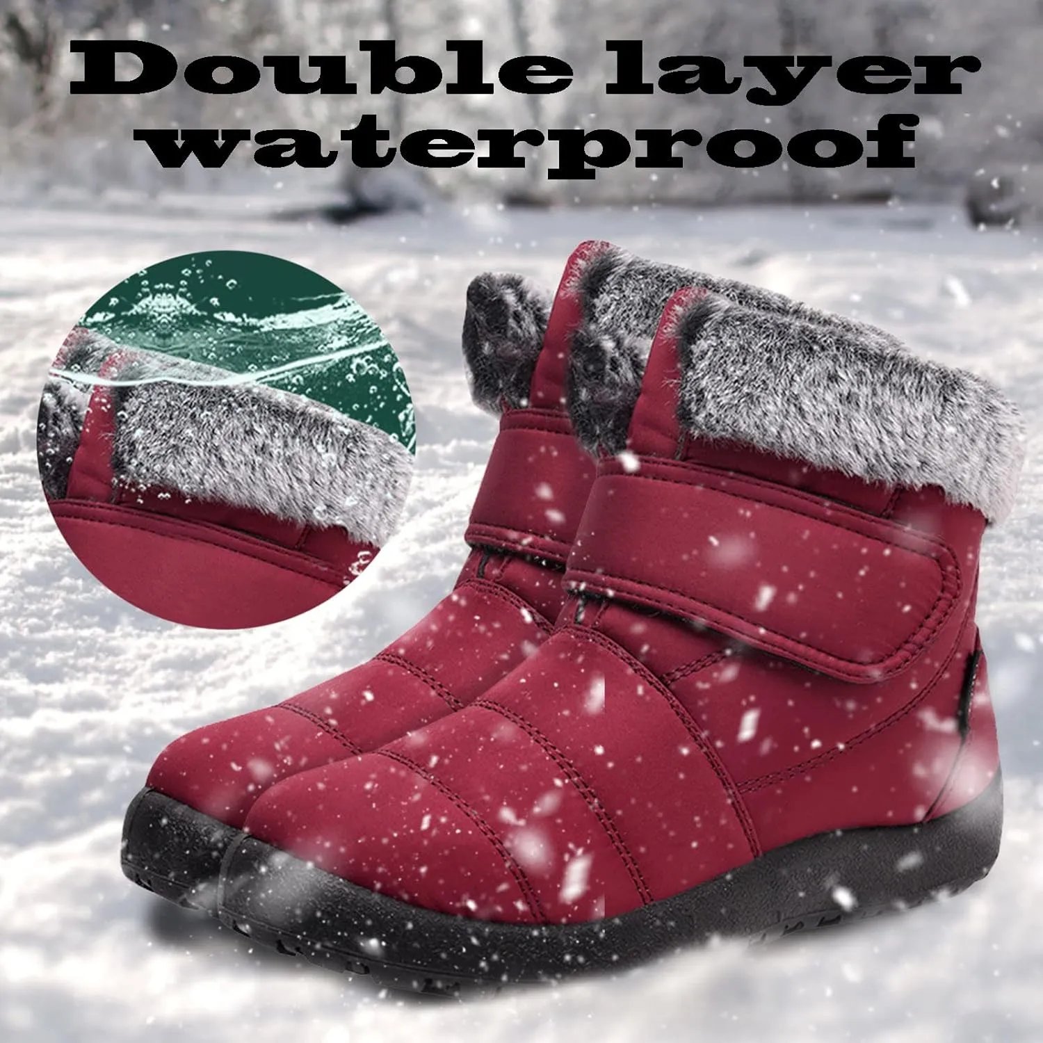 Women's Waterproof Snow Boots Wide Width Women's Waterproof Boots Ankle Winter Boots for Women Waterproof Wide Feet Women's Insulated Winter Boots Size 7.5 Winter Boot for Women Fur