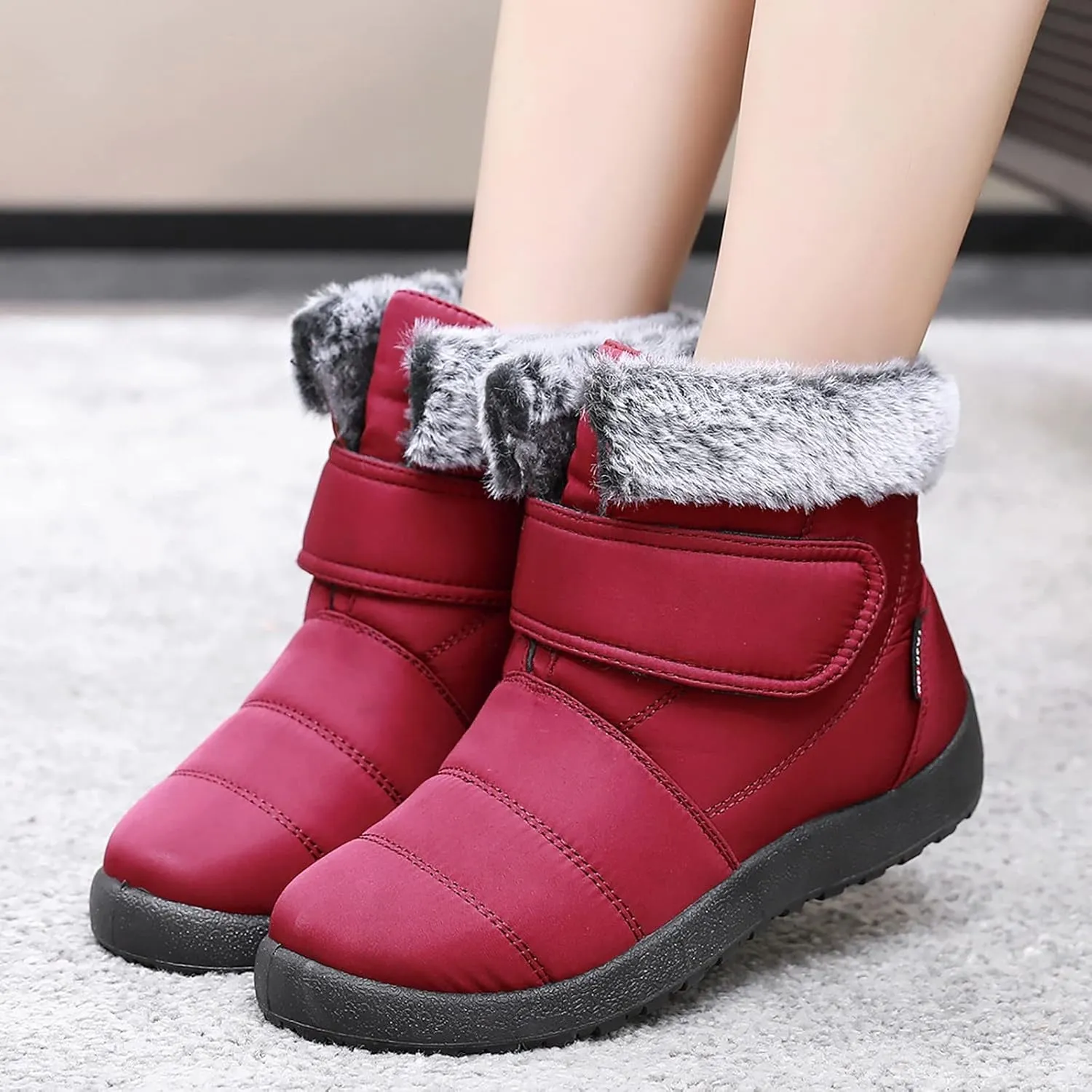 Women's Waterproof Snow Boots Wide Width Women's Waterproof Boots Ankle Winter Boots for Women Waterproof Wide Feet Women's Insulated Winter Boots Size 7.5 Winter Boot for Women Fur