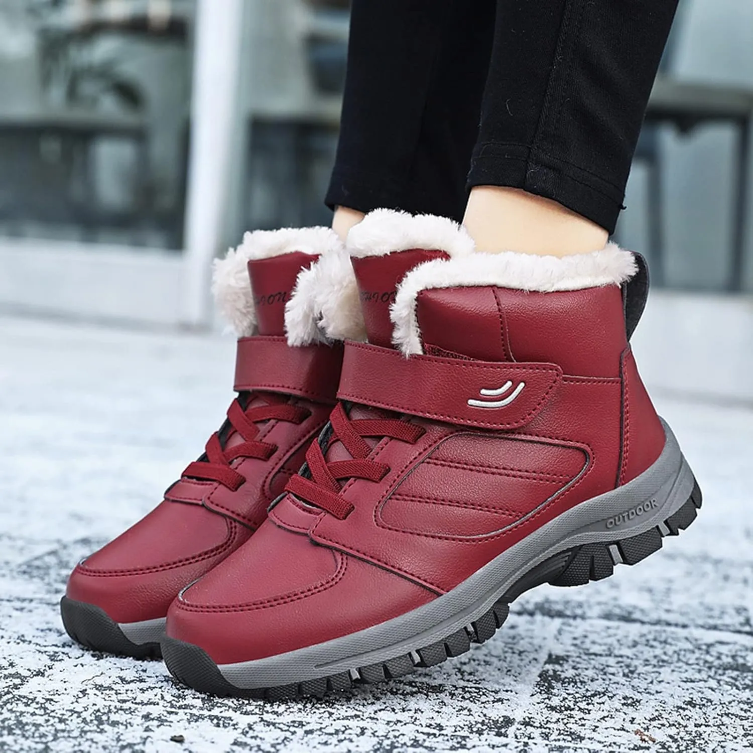 Womens Waterproof Winter Boots Wide Women Snow Boots Winter Waterproof Slip Resistant Cold Weather Shoes Women Winter Booties Womens Slip on Walking Snow Shoes Botas De Frio Para Mujer