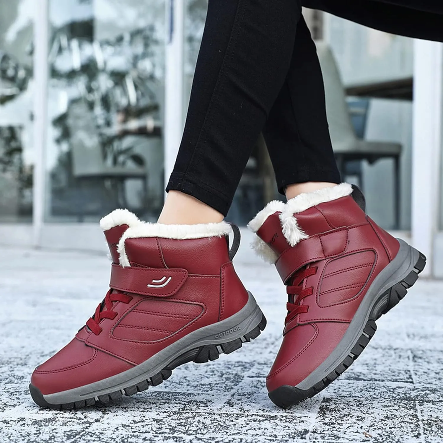 Womens Waterproof Winter Boots Wide Women Snow Boots Winter Waterproof Slip Resistant Cold Weather Shoes Women Winter Booties Womens Slip on Walking Snow Shoes Botas De Frio Para Mujer